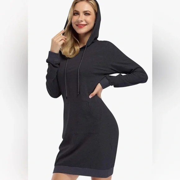 Missky | Dresses | Womens Pullover Hooded Kangaroo Pocket Sweatshirt Casual  Hoodie Dress | Poshmark